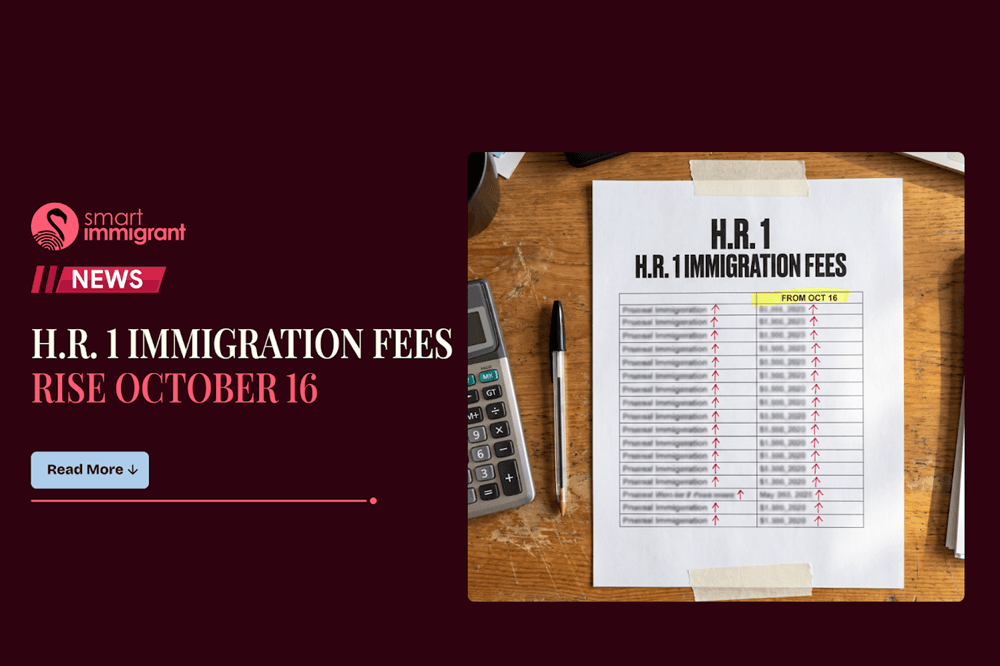 H.R. 1 Immigration Fees Rise Oct 16: Check USCIS Changes H.R. 1 Immigration Fees document next to a calculator